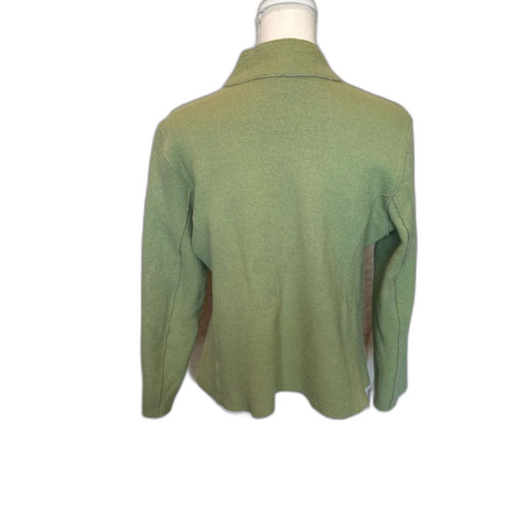 Eileen Fisher Cardigan Jacket Merino Blend Size Large 3 Button V Neck Green - Picture 4 of 10